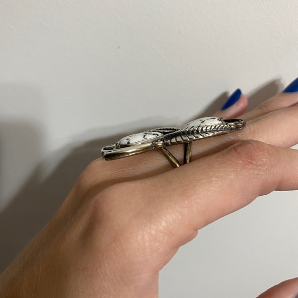 NWOT OOAK Artisan White Buffalo sterling ring - Picture 4 of 6